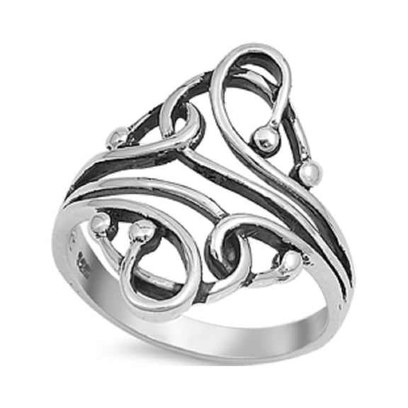 925 Sterling Silver Swirl Designer Ring Size 10
