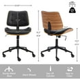 thumbnail image 2 of Home Office Desk Chair with Wheels, Adjustable Height Armless Office Chair, PU Leather Mid Back 360° Small Computer Chair, Modern Walnut Chair No Arms for Office, Reading Meeting Room(Black), 2 of 8