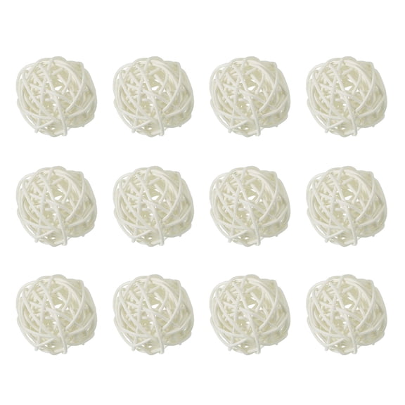 Uxcell 12 Pcs Wicker Rattan Balls 2 Inch Rattan Decorative Balls Vase Fillers for Wedding Party Centerpiece Bowls Home Decoration, White