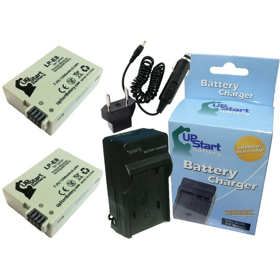 2x Pack - Canon 700D Battery   Charger with Car & EU Adapters - Replacement for Canon LP-E8 Digital Camera Battery and Charger (1200mAh, 7.2V, Lithium-Ion)
