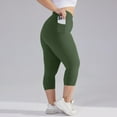 thumbnail image 5 of Athletic Capri Leggings for Women Plus Size Tummy Control Booty Lift Skinny Yoga Pants High Waist Compression Sleeping Leggings with Pockets Army Green 5XL, 5 of 6