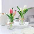 thumbnail image 5 of NANAHuang Artificial Flowers in Glass Vase with Faux Water, Pink Tulips Real Touch Flowers with Vase Centerpiece Table Decorations for Room Dining Table Office Desk Farmhouse Kitchen Home Decor, 5 of 7