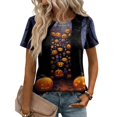 thumbnail image 2 of IYYVV Funny Graphic tees for women Pumpkin Ghost Halloween Costumes Crewneck Shirts Short Sleeve T-Shirts Light Purple L, 2 of 5