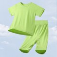 thumbnail image 3 of FAOWME Child Baby Boys Girls 2pcs Short Sleeve Shirt And Pants Outfit Sets Toddler Outfits Cool Jammies Kids Basic Outfits For Daily Clothes Sets Holiday O-Neck Dailywear, 3 of 3