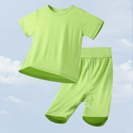 JCCXIN Outfit Sets Baby Boys Girls 2pcs Short Sleeve Shirt And Pants Tops Pants Sets Toddler Sleep Cool Jammies Kids Basic Sleep Daily Lovely Clothes Sets