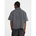 thumbnail image 4 of No Boundaries Denim Boxy Fit Shirt with Short Sleeves, Men's XS-4XLT, 4 of 6