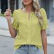 thumbnail image 5 of Fiudx Tops para Mujer Moda Mujer Casual Cómodo Sólido Manga Corta Cuello Redondo Blusa Camiseta Top, 5 of 6
