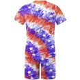 thumbnail image 4 of cllios 4th of July Outfit for Men 2 Piece Set Independence Day Mens Athletic Outfits Short Sleeve Shirts and Drawstring Shorts Set American Flag Matching Suits Independence Day Workout Tracksuits, 4 of 5