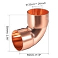 thumbnail image 2 of Conexión de codo de cobre de 90 grados de 5/8 pulgadas ID, conector de ajuste de cobre de giro corto para plomería de 1.8 mm de grosor, 2 piezas tono dorado 32 mm, 2 of 3