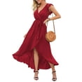 thumbnail image 3 of Aiyino Women's Summer Floral Print Cross V Neck Casual Comfort Dress Bohemian Long Dresses, 3 of 6