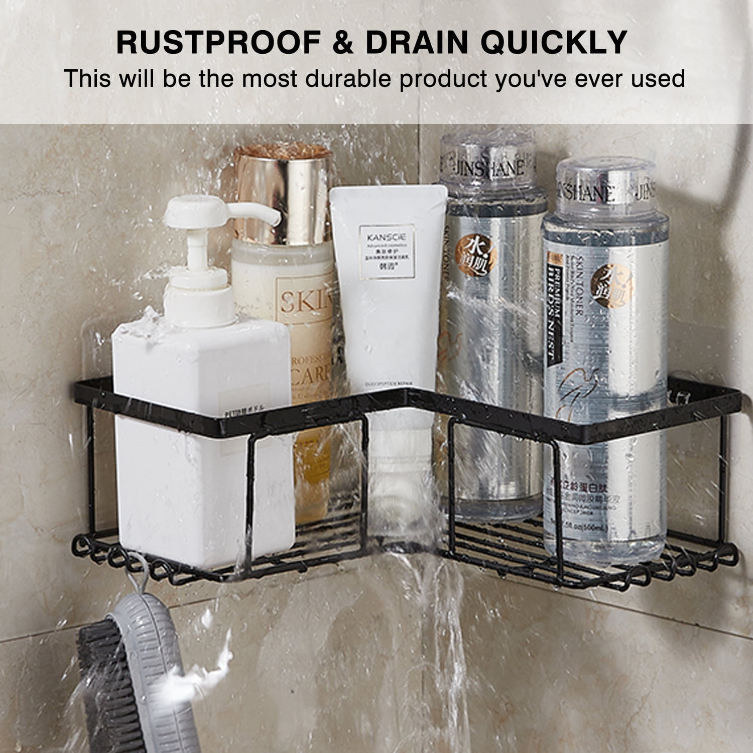 Dracelo Bronze Rustproof Corner Shower Caddy Organizer, 4 Large Baskets for Storage Bathroom Accessories