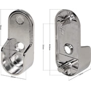 2 Pack Rok Hardware Chrome 30 mm x 15 mm Oval Closet Rod End Support with 5 mm Pins