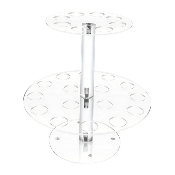 Soporte de cono de helado Clear 24 agujeros de doble capa Dia 3 cm Rolli Roll Roll Suportador de cono para aniversarios