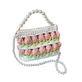 thumbnail image 2 of Kit de bolsa de crochet de tejido de bricolaje adultos 7.09x2.76x5.12 "Flower manual tejido a mano Rosa verde, 2 of 8
