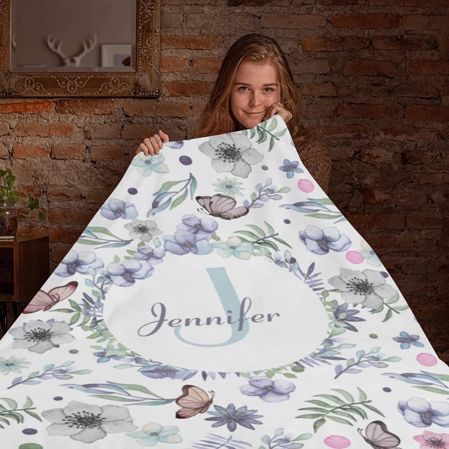 Custom Blankets with Name for Girls Personalized Baby Name Blankets Customized Swaddle Bed Blankets with Baby Name Flower Personalized Flower Blankets for Toddler Soft and Warm 30x40inch