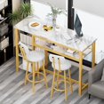 thumbnail image 4 of Lamerge Furniture Kitchen Bar Height Table and Chairs for 2, 5-Tier Compact Dining Room Table, White Faux Marble Top and 2 PU Leather Upholstered Seat Black Frame, Modern Dining Set for Home & Office, 4 of 16