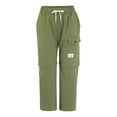 thumbnail image 3 of Women's Zip Off Convertible Straight Leg Cargo Pants, Two in One Long Pants to Shorts with Detachable Hem, Lightweight Travel Hiking Trousers for Outdoor, Breathable Army Green XXXXL, 3 of 7
