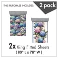thumbnail image 3 of Ambesonne Hydrangea Fitted Sheet Set 2 Pack All-Round Elastic, Dreamy Floral Art Leaves, King Size, Mauve Reseda Green Pink, 3 of 3