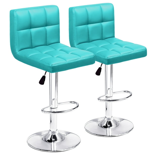 Height Adjustable Swivel Bar Stools, Teal Colored Counter Stools