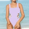 thumbnail image 2 of Baby Girls One Piece Swimsuit Onesie Upf 50+ Sun Protection Adjustable Strap Lace Up Swimwear Purple Girl Summer Bathing Suits 8-9T, 2 of 5