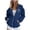 Dark Blue, variant on Blank Zip Up Hoodie Women's Oversized Dual Pocket Plain Layering Jacket 1PC S-XXXL Plus Size Friendly