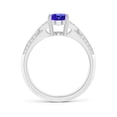 thumbnail image 2 of ANGARA Natural Oval 1.25 ct Tanzanite Solitaire Ring with Pave Diamonds in 14K White Gold for Women (Size-8x6mm) | December Birthstone, Anniversary, Jewelry Gift for Women | Natural Tanzanite Ring, 2 of 9