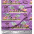 thumbnail image 1 of Soimoi Moss Georgette Fabric Tree,Deer & Racoon Cartoon Print Fabric by Yard 42 Inch Wide, 1 of 1