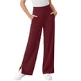 thumbnail image 3 of Dwellite Girls Flare Dress Pants for Kids School Uniform Bell Bottoms with Elastic Waist for Teens，2-13 Years Red 110, 3 of 6