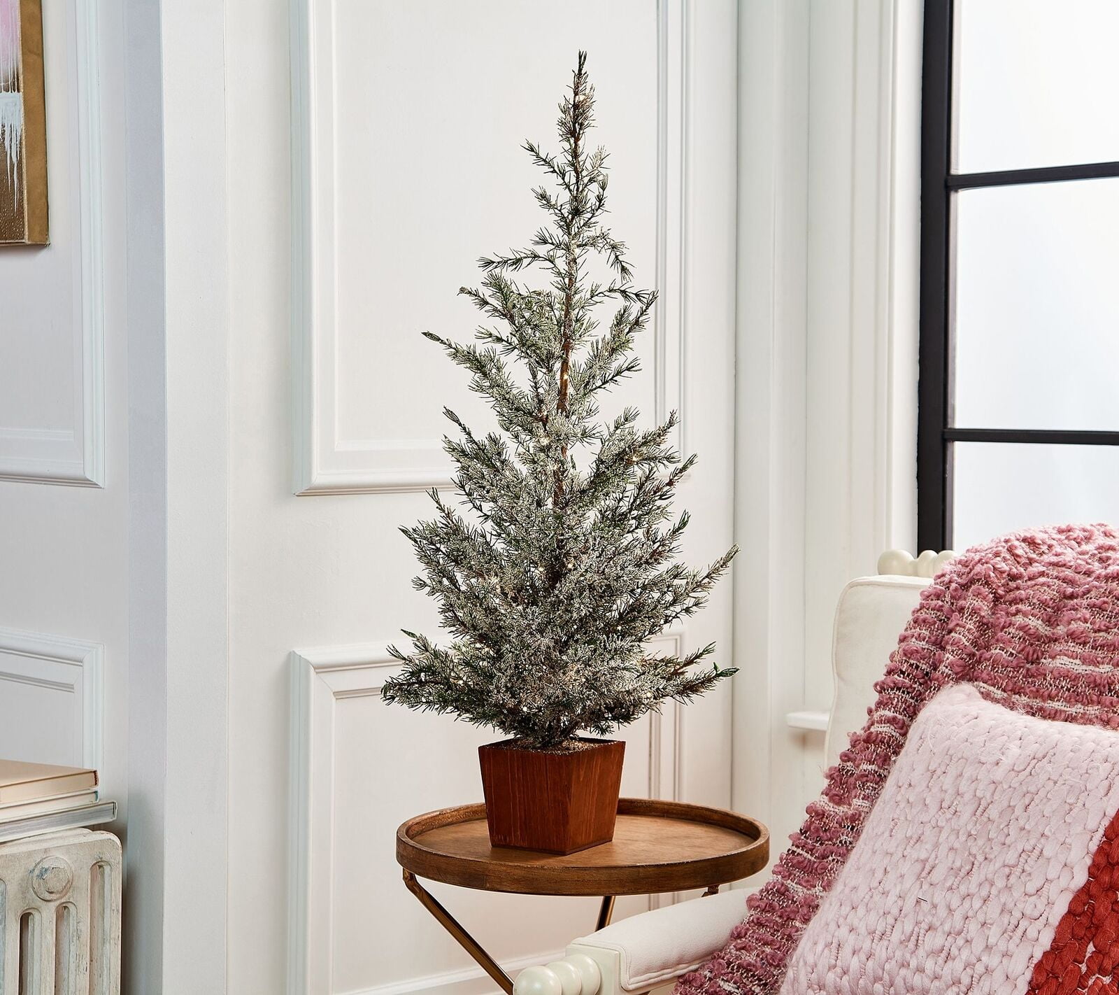 Home Reflections 37" Illuminated Flocked Potted Tree