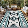 thumbnail image 2 of Turquoise Boho Outdoor Rug 6x9 Ft - Reversible Patio Rug Outdoor Camping Rugs, Southwestern Ethnic Aztec Retro Geometric Indoor Outdoor Area Rugs, Non-Slip Outdoor Carpet Runner for Deck/Porch, 2 of 8