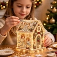 thumbnail image 7 of Christmas House Pearl Art Kit with LED Lights, Diy Bead Craft for Adults and Festive Tabletop Ornament Decor, 7 of 7