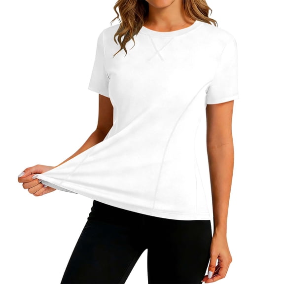 hlysgo UPF 50 UV Shirts for Women Long Sleeve Workout Sun Shirt Quick Dry Athletic Hiking Running Tops White,S