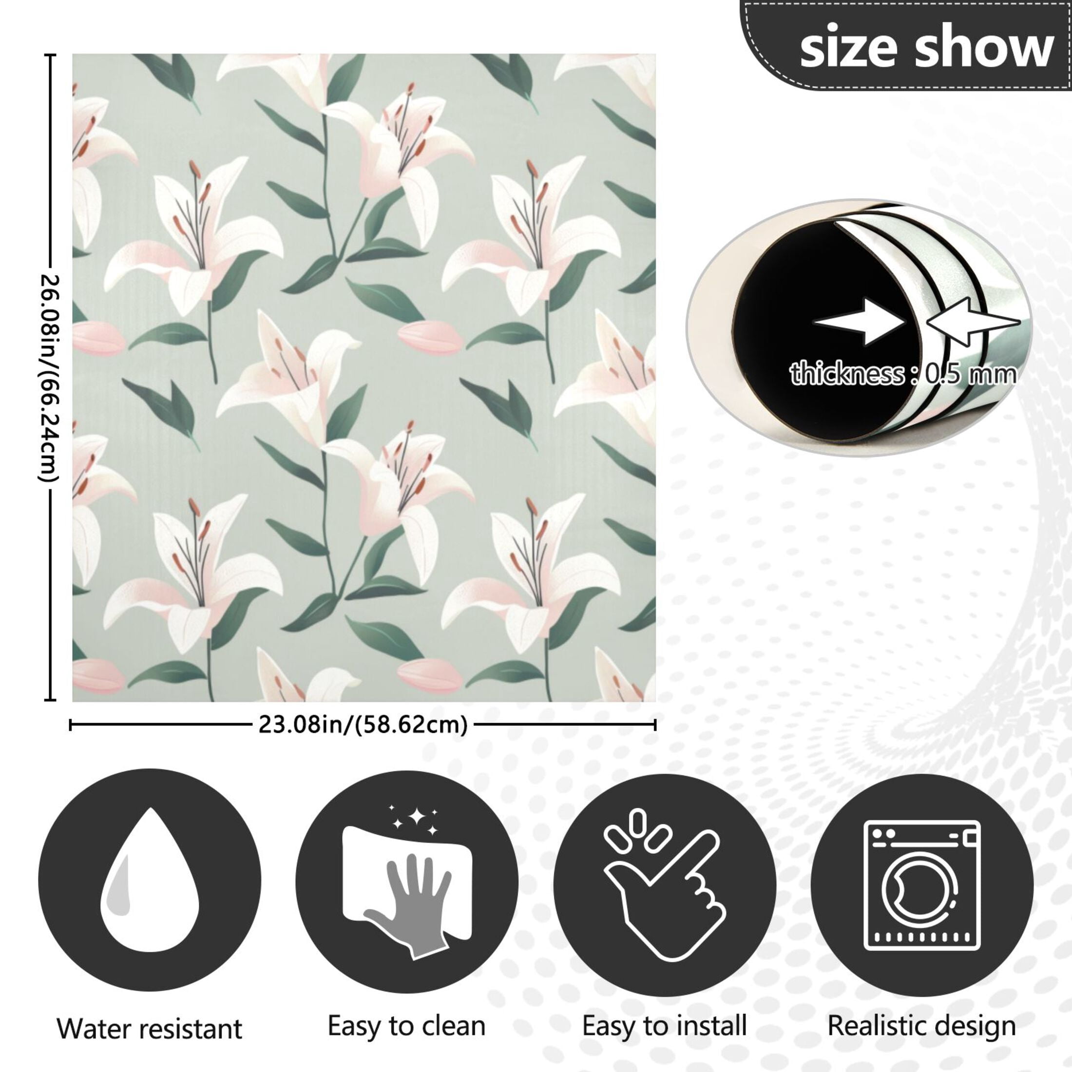 Dishwasher Magnetic Sticker 23x26 Inch Refrigerator Magnetic Sticker Washing Machine Magnetic Sticker Kitchen Panel Magnetic Sticker Home Decor Cartoon White Lily