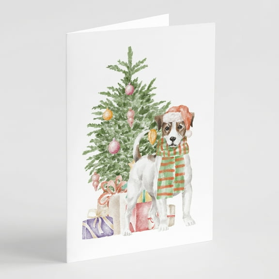Carolines Treasures CK8226GCA7P Jack Russell Terrier Smooth Christmas Presents and Tree Greeting Cards and Envelopes