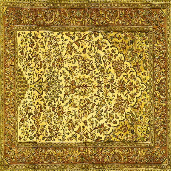 Ahgly Company Indoor Square Persian Yellow Traditional Area Rugs, 7' Square