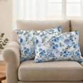 thumbnail image 2 of Blue Green Spring Floral Outdoor Waterproof Pillow Covers, Watercolor Blooming Botanical Summer Decorative Rectangle Throw Pillowcase Sofa Cushion Sham for Patio/Couch/Chair, 20"x12" 2 Pack, 2 of 8