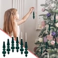 thumbnail image 5 of Adornos flocados para árbol de Navidad, 6 bolas navideñas de terciopelo flocado cónicas, decoración navideña, colgante festivo para invierno, 5 of 5