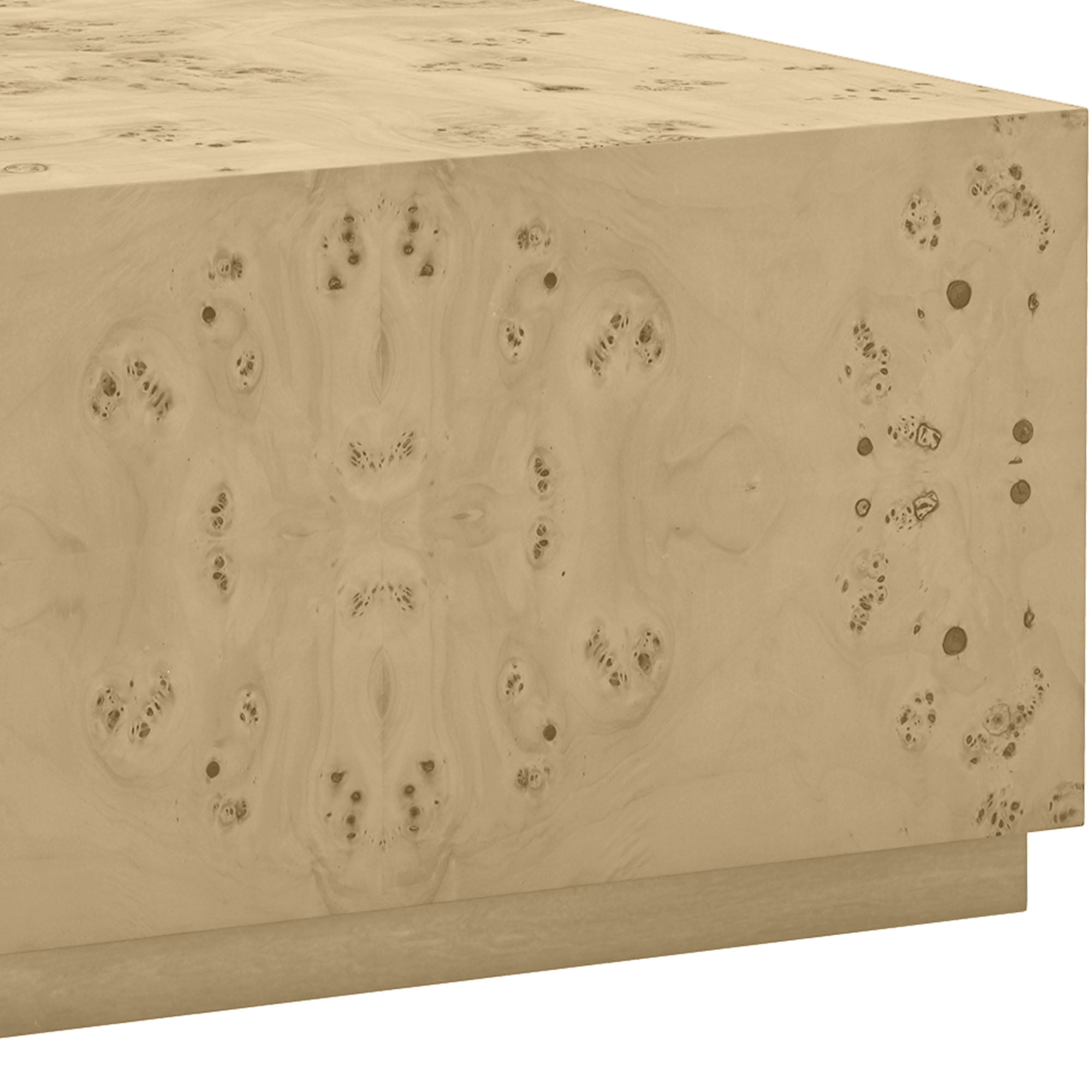 Uforic Minster Square Coffee Table, Exquisite Burl Wood Craftsmanship, Unique Grain Patterns, Modern Aesthetic, Spacious Surface, and No Assembly Required