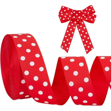 30 Yards Polka Dot Ribbon 1.5 inch Wide Red with White Dots Ribbons Grosgrain Ribbons Gift Wrapping Decor for Party Christmas Decoration Wreath Crafting Sewing Ornaments Red
