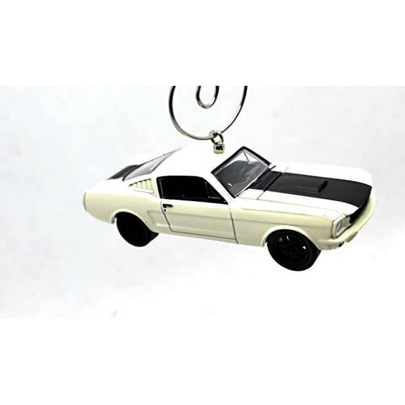 Christmas Ornament for 1966 Ford Mustang Fastback White Black Stripe