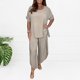 thumbnail image 3 of Conjunto de pantalones y top de jersey para mujer Conjunto de salón de 2 piezas de color sólido Suelto Primavera Verano Hugtrwg  Para estrenar, 3 of 7