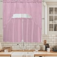 thumbnail image 3 of Pink 3 Pieces Swag Kitchen Curtains Set, Farmhouse Burlap Solid Pink Color Modern Linen Texture Valance Swag & Small Window Tier Curtain 24 Inches Long, 56" x 36" Valance Topper Drapes for Cafe, 3 of 9