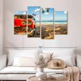 thumbnail image 2 of Elephant Stock Beachside Vintage Car Wall Art - Horizontal Multi Panel Canvas - Living Room Wall Decor - Beach Multi Panel - Blue And Brown Decor - 52" x 32", 2 of 8