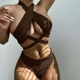 thumbnail image 5 of Gibobby Conjunto de bikini para mujer Trajes de baño de 2 piezas de malla sexy de cintura alta para adelgazar entrecruzados para mujer(Café,CH), 5 of 5