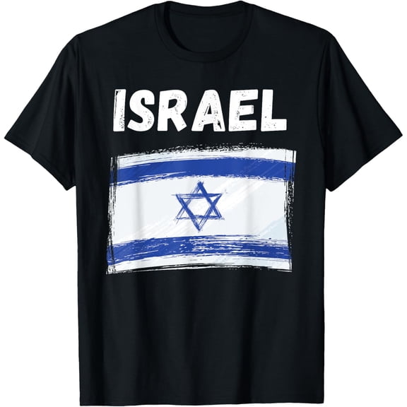 T-Shirt Israel Flag Holiday Vintage Grunge Israeli FlagMen's and women's gift, black and white T-shirt, size: Extra large S-4XL