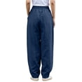 thumbnail image 2 of Women's Plus Size High Waisted Wide Leg Pants Casual Cotton Linen Feel Palazzo Trousers, 2 of 4
