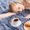 thumbnail image 5 of Phantoscope Faux Sheepskin Fur Area Rug, Soft Fluffy Faux Fur Carpet, Dark Blue, 2 x 3 ft, Irregular Shape, 5 of 6