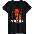 thumbnail image 2 of 100% Cotton Capricorn Black Woman Red Hat Symbol Birthday Zodiac T-Shirt, 2 of 5