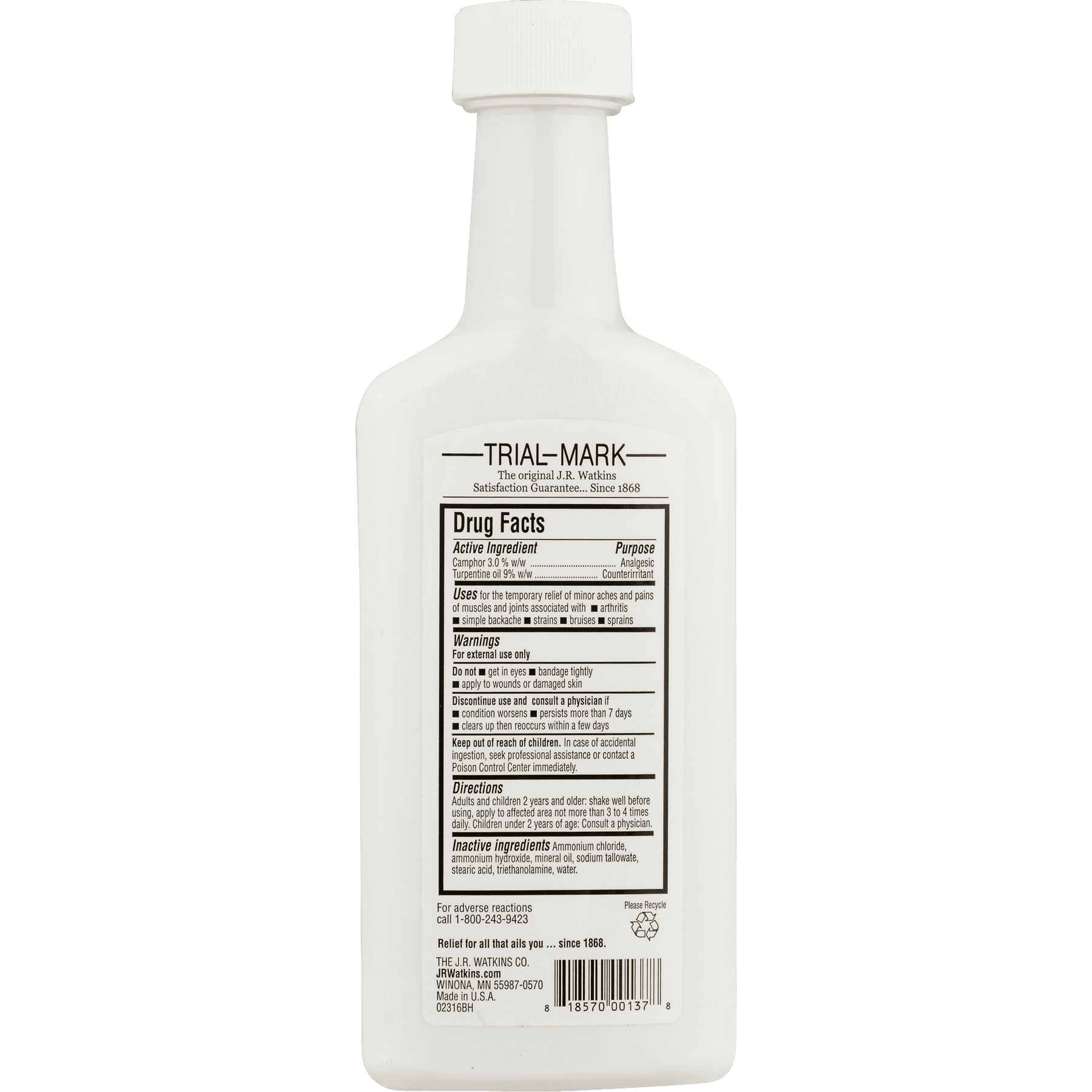 J.R. Watkins White Cream Liniment 11 oz