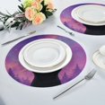 thumbnail image 4 of 15.4" Round Placemat Set of 1 Polyester Fabric Place Mats Non-Slip Dining Kitchen Table Mats for Kitchen Party Decor Purple Sky and Black Cat, 4 of 5